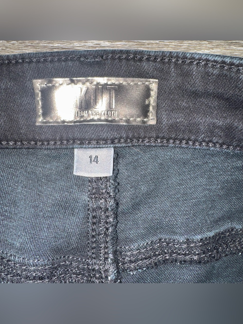 KUT From The Kloth Kelsey High Rise Fab Ab Ankle Flare Jeans Black Sz 14 - Picture 6 of 12